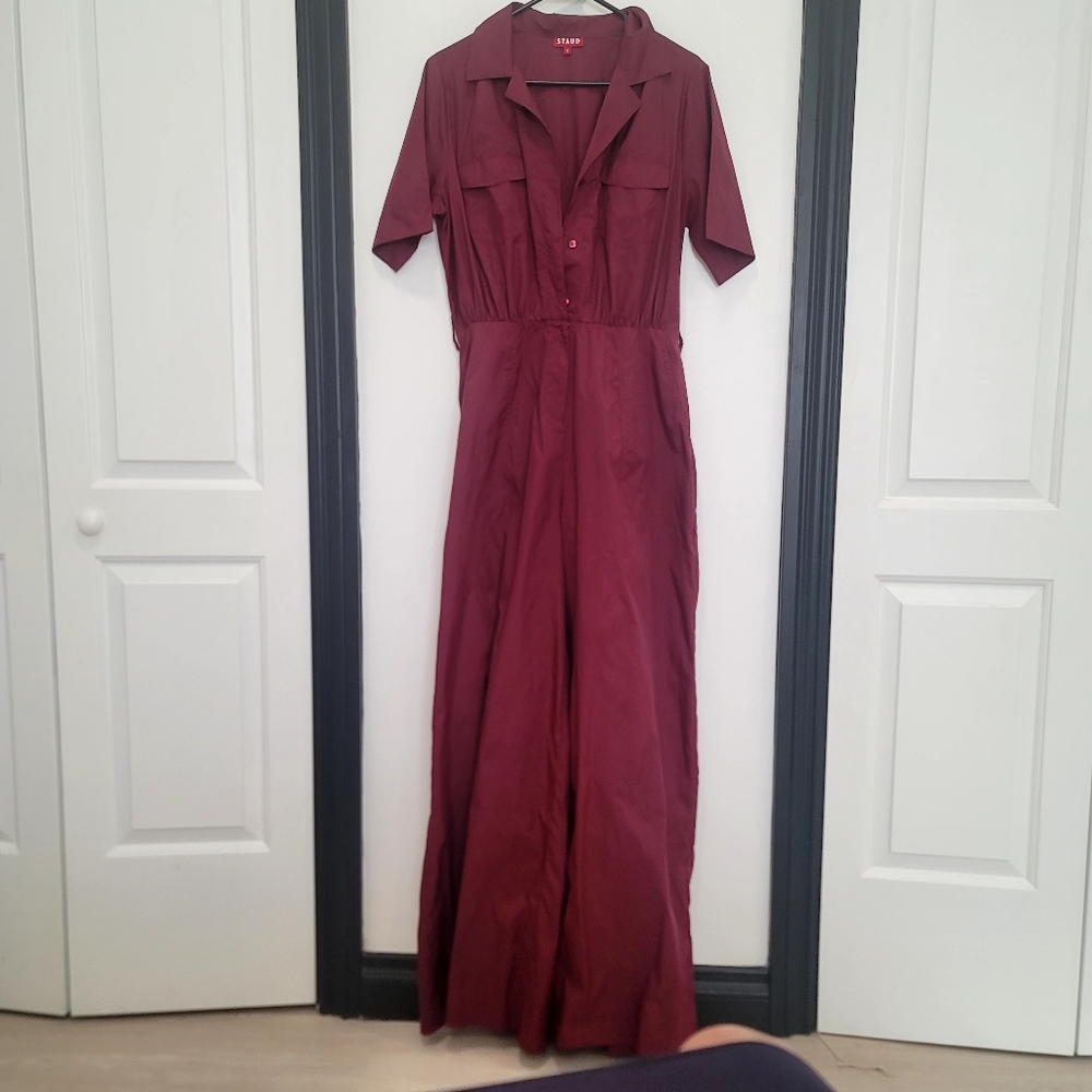 ​STAUD Millie Recycled Nylon Jumpsuit | Tawny Port Wine Red | Size 8 | Utility C - Picture 11 of 12
